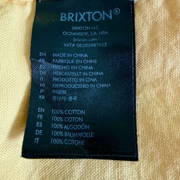 EUC Brixton Short Sleeve Garment-Dyed Cotton Button-Up Shirt – XL Mustard Yellow - Picture 7 of 12